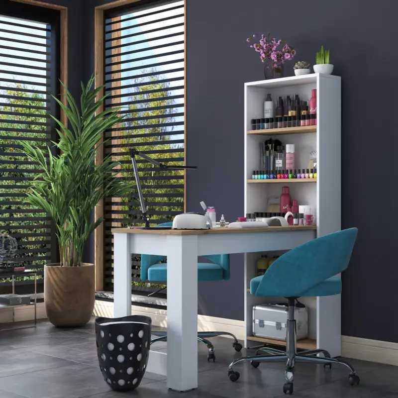 BJ113 Make-uptafel | 100% MELAMINE | Walnoot, Wit Lage Kosten