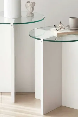 Koopje Lily Bijzettafel (2 stuks) | GEHARD GLAS | Wit