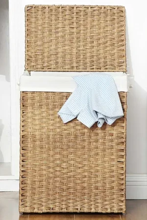 90L handgeweven rotan wasmand, opvouwbaar met uitneembare voering Shop Nu