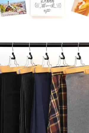 Nieuw 12Pc Houten Broekenhangers Antislip Chroomhaak 360-graden Roterend