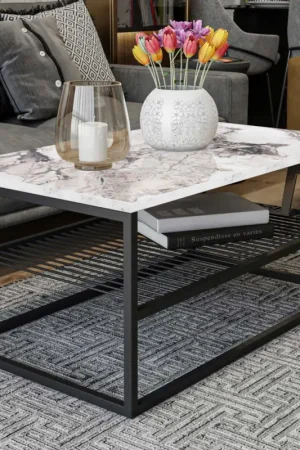 Fabrieksprijs Asude Salontafel | 100% MELAMINE | Wit, Zwart