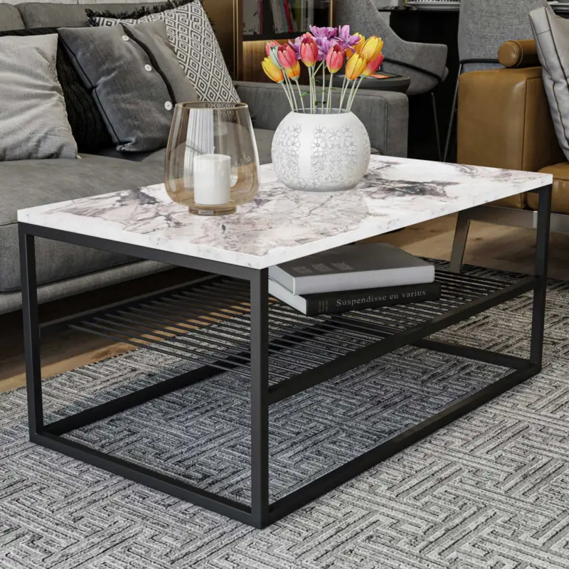 Fabrieksprijs Asude Salontafel | 100% MELAMINE | Wit, Zwart