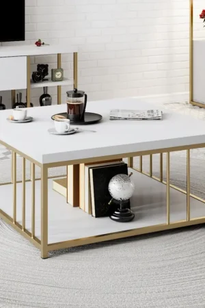 Must-Have Zenn Salontafel | 100% MELAMINE | Wit, Goud