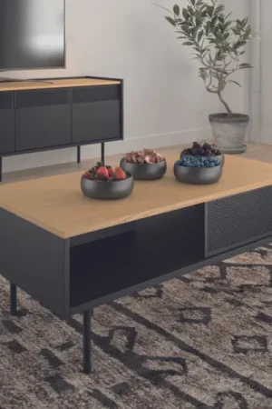 Salontafel Renée 100 cm - eik/zwart Gratis Retour