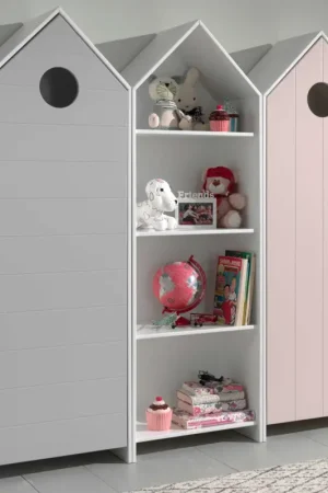 2 Kledingkasten + boekenkast Casami - roze/wit/grijs Voordeelprijs