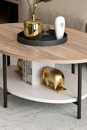 Elis Salontafel | 100% MELAMINE | Eiken, Wit Express Levering