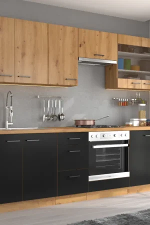 Snelle Levering Keuken MADERA 1 artisan eiken / zwart
