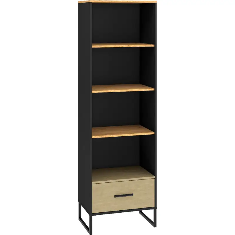 Speciale Aanbieding Boekenkast CLINT 03 craft eiken goud / zwart / premium staal