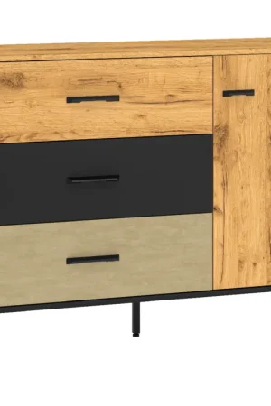 Rechtstreeks Van De Fabrikant Commode CLINT 06 craft eiken goud / zwart / premium staal