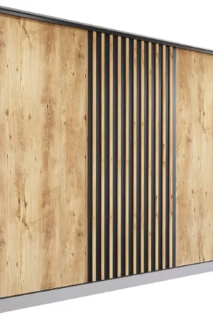 Actieprijs Schuifkast met lades CETI D 270 grijs / Wotan eik / zwart
