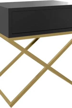 Laatste Versie Nachtkastje SIENA zwart / goud