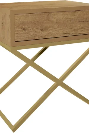 Gratis Retour Nachtkastje SIENA eiken wotan / goud