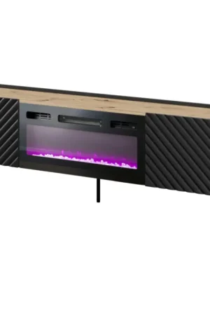Beste Prijs TV kast met haard INDA EF zwart / eiken artisan