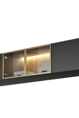 Hete Deal Opzetstuk voor kast ACATI 200 zwart / antraciet / goud