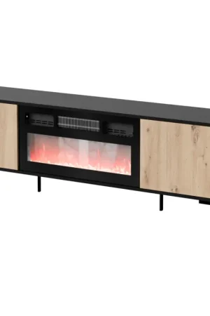 Must-Have TV-meubel met haard CIMER 08 zwart / eiken artisan