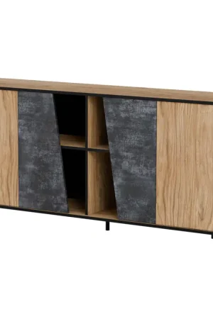 Commode OVO 4D donker beton / oeroud eiken UITVERKOOP Betrouwbaar