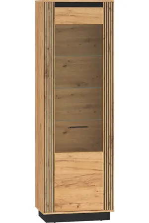Actieprijs Vitrinekast URSA 04 craft eiken goud + zwart