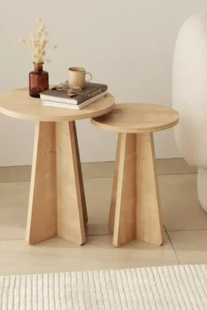 Bijzettafel Mushroom Naturel Set van 2 Superprijs