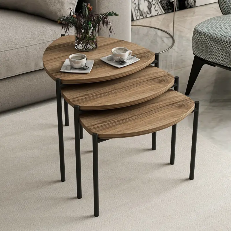 Fabrieksprijs Salontafel Lenny Walnoot Set van 3