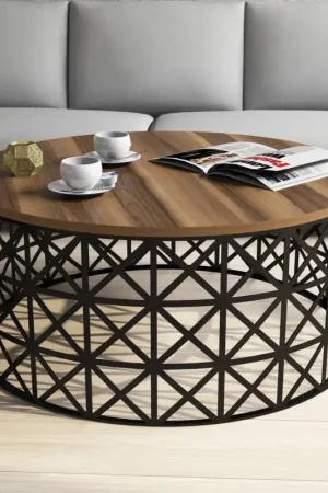 Aanbieding Salontafel Selin Walnoot Ø90cm