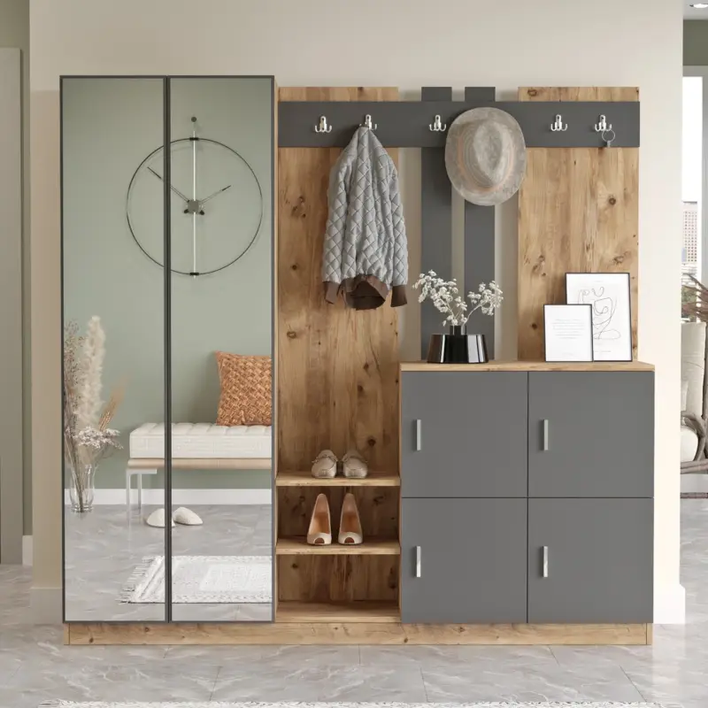 Garderobemeubel Didim Naturel/Antraciet XL Direct Beschikbaar