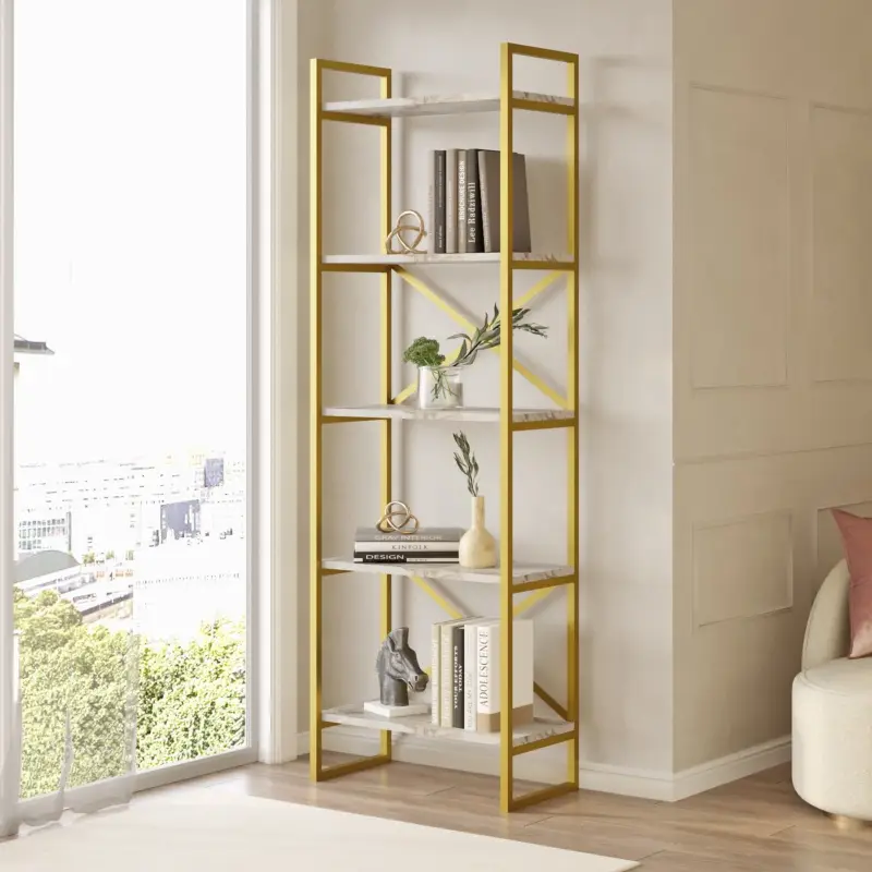 Wandkast Vigaro Wit Marmerlook/Goud 58x175cm Laatste Kans