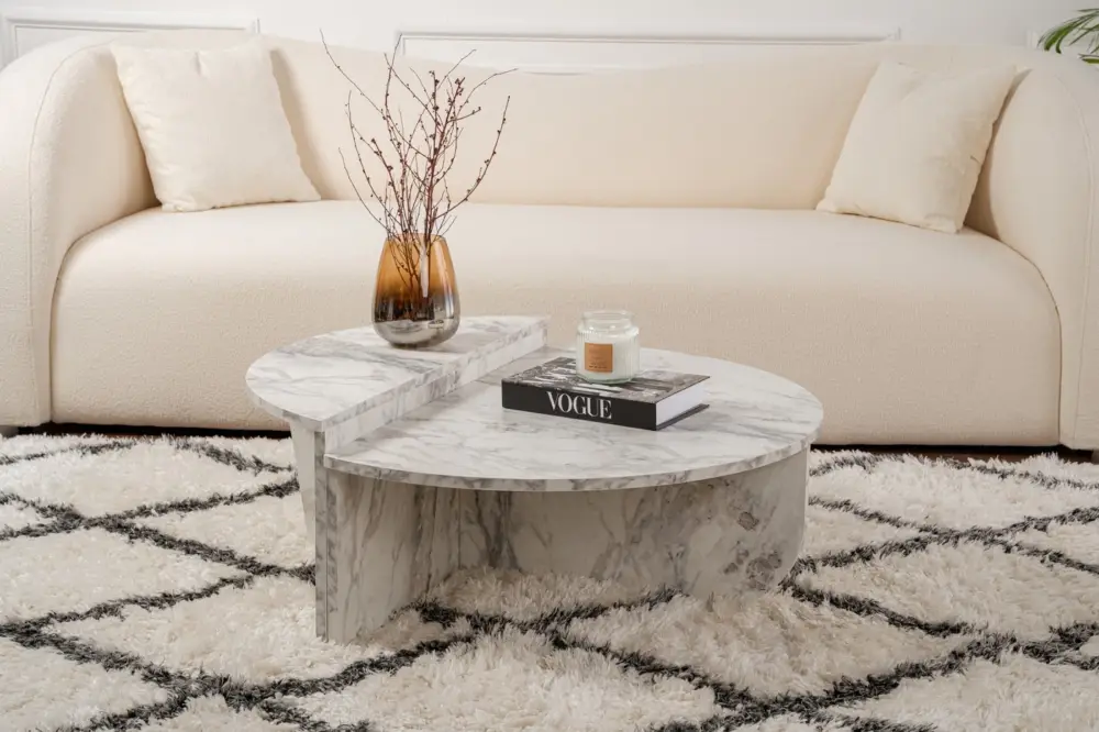 Betrouwbaar Salontafel Orion Wit Marmerlook Ø90cm