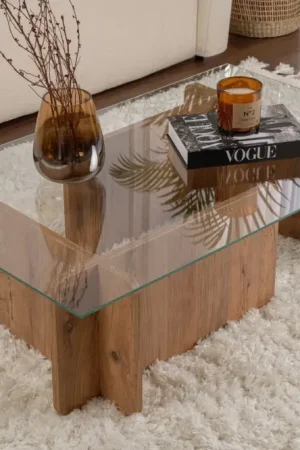 Betaalbaar Salontafel Flavio Glas/Bruin 105cm