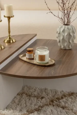 Betaalbaar Salontafel Orion Walnoot/Wit Ø90cm