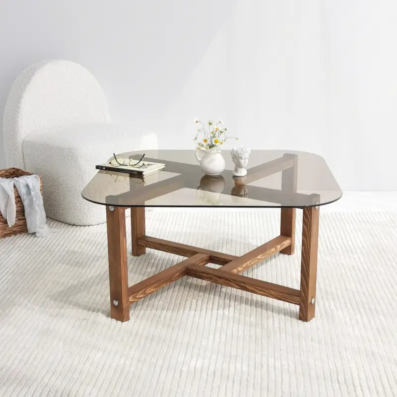 Meest Verkocht Salontafel Zen Glas/Bruin 80cm