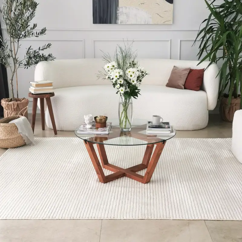 Koop Vandaag Salontafel Lotus Glas/Naturel Ø75cm