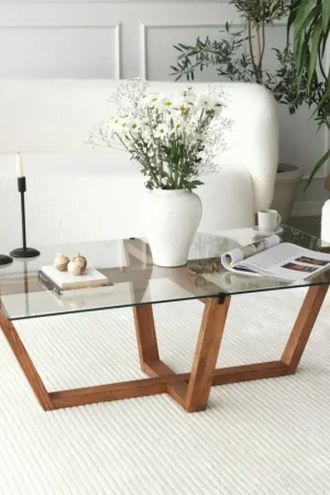 Betaalbaar Salontafel Amalfi Glas/Walnoot 105cm