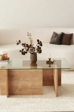 Direct Beschikbaar Salontafel Escape Glas/Naturel 105cm