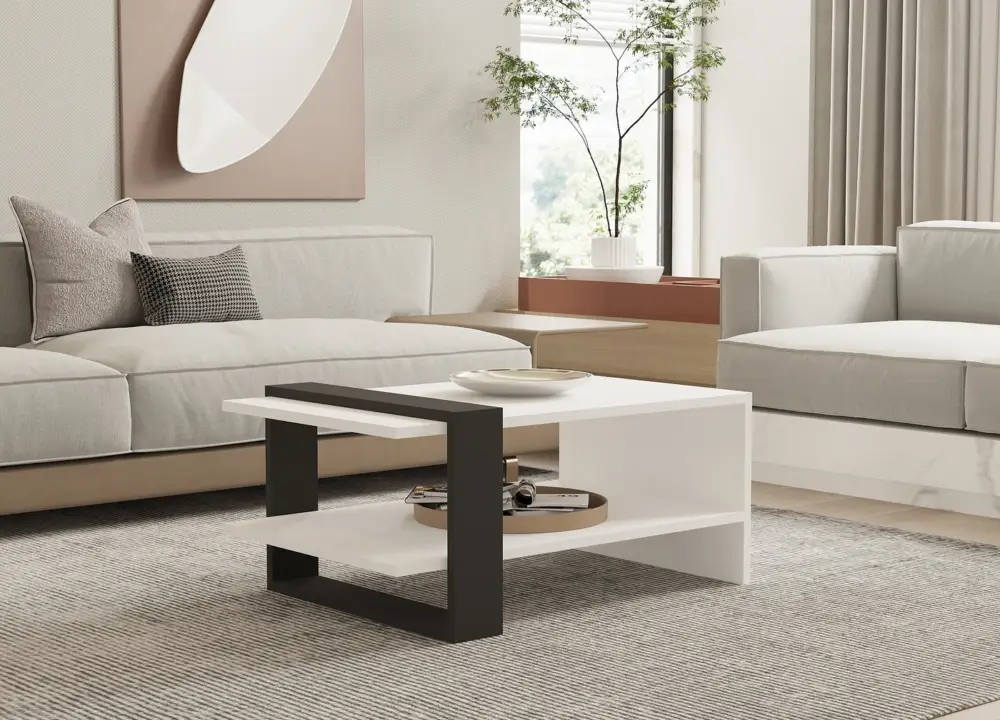 Betrouwbaar Salontafel Funda Wit/Antraciet 80cm