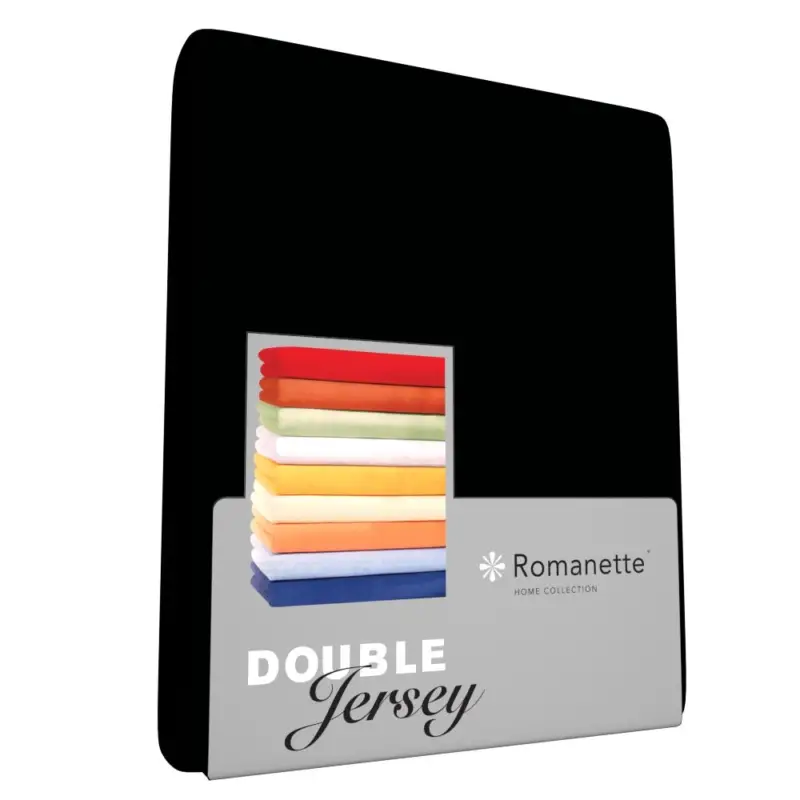 Hoeslaken Romanette Zwart (Double Jersey) Snelle Levering