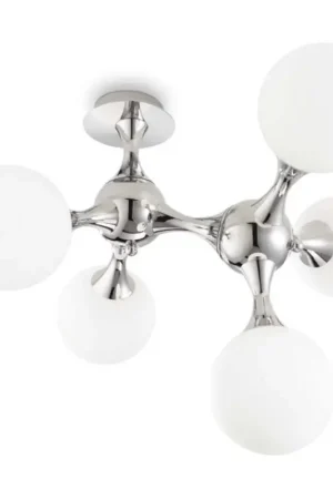 Weekendaanbieding Ideal Lux - Plafondlamp NODI 5xE14/28W/230V 50x55 cm glanzend chroom/wit