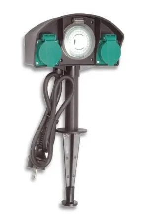 Superprijs Tuinstopcontact met timer 2-voudig IP44