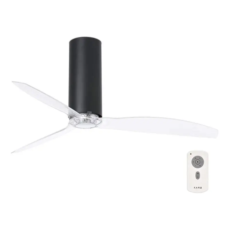 Rechtstreeks Van De Fabrikant FARO 32036 - Plafondventilator TUBE FAN zwart/helder Ø 128 cm + afstandsbediening