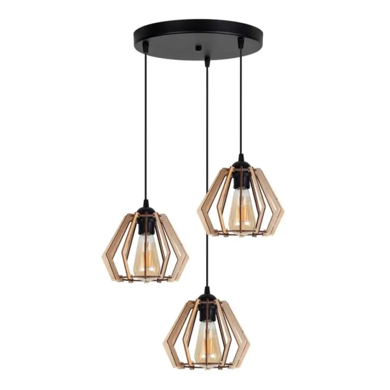 Meest Verkocht Zwarte Hanglamp aan een koord BERGO 3x E27 / 60W / 230V