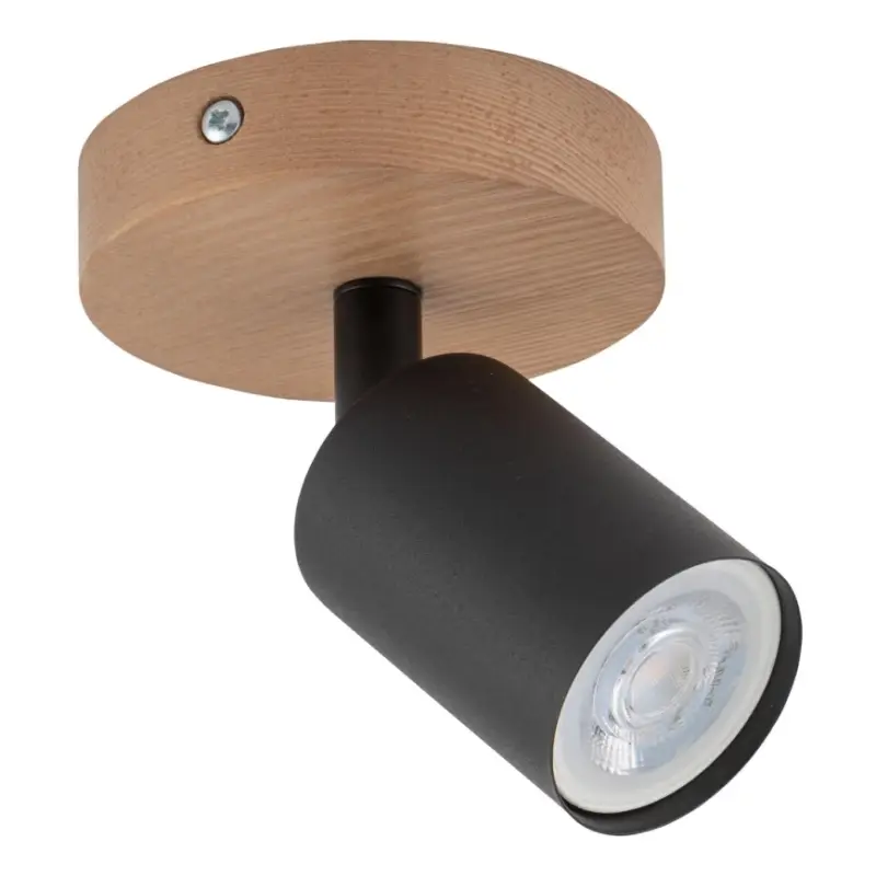 Spot TOP WOOD 1xGU10/10W/230V zwart/hout Finale Uitverkoop