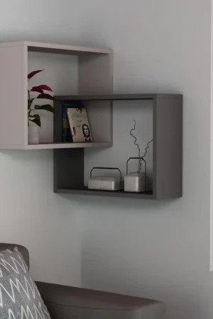Dagaanbieding Hoek Wandplank RING 68x68 cm grijs/antraciet