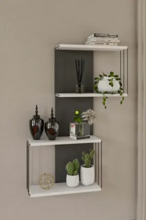 Voordeelprijs Wandplank DESTAN 96x65 cm wit/antraciet
