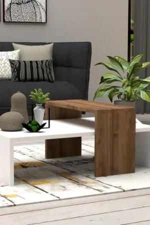 Koffie Tafel GLOW 32x80 cm wit/bruin Gecertificeerd