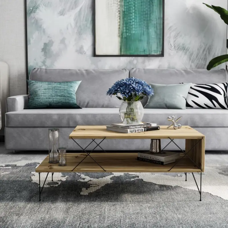 Koffie Tafel LOIRE 40x100 cm beige/zwart Finale Uitverkoop