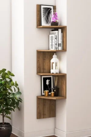 Bestel Nu Hoek Wandplank DESALDO 155,2x29,6 cm bruin