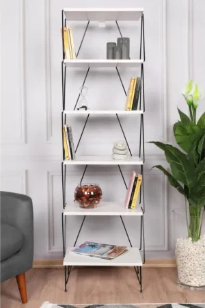 Laatste Versie Boekenkast BALABAN 165x48 cm wit/zwart