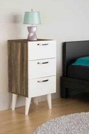 Nachtkastje BELLINI 80x40 cm bruin/wit Fabrieksprijs