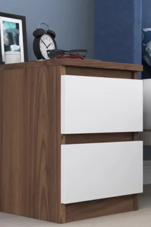 Veilige Betaling Nachtkastje WALNUT 46,8x35 cm bruin/wit