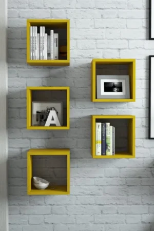 SET 5x Wandplank BOX geel Lage Prijs