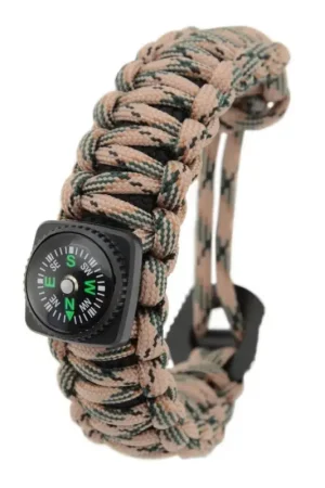 Multifunctionele armband met kompas en vuursteen en staal beige Rechtstreeks Van De Fabrikant